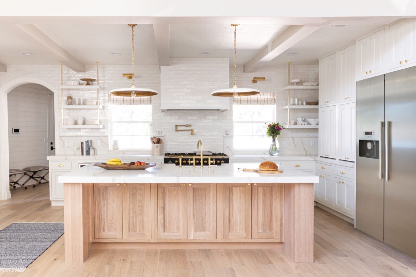 Covered Bridge Cabinetry Jefferson kitchen in Sugar, available at Shoreline Cabinet Company in Wilmington, NC