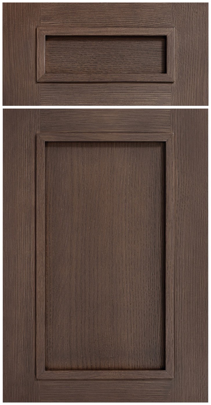 Covered Bridge Cabinetry Lincoln door, Rift Sawn White Oak in Tobacco, available at Shoreline Cabinet Company in Wilmington, NC