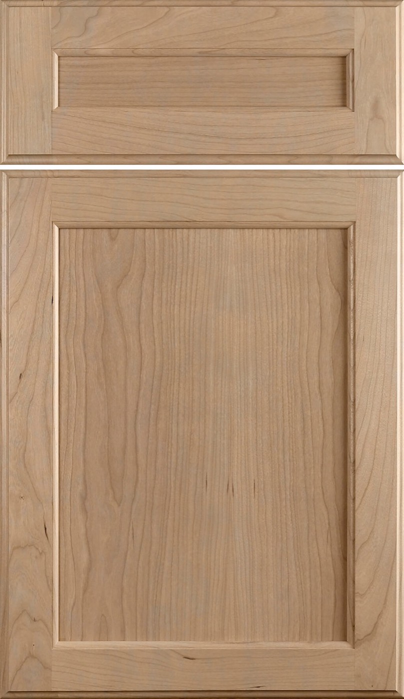 Dura Supreme Cabinetry Arcadia Panel door, Coriander on Cherry, available at Shoreline Cabinet Company in Wilmington, NC