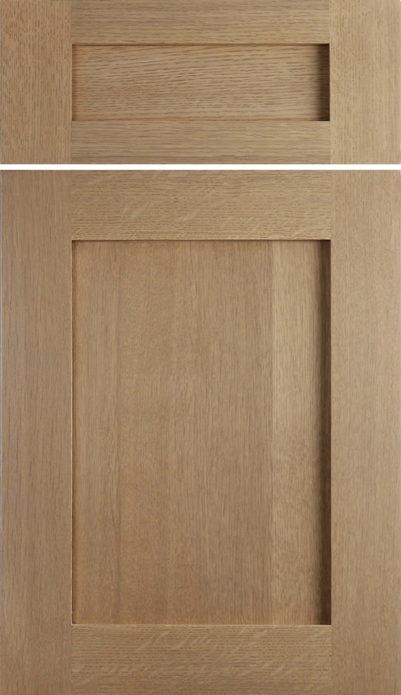 Dura Supreme Cabinetry Craftsman Panel door, Sesame on Quarter-Sawn White Oak, available at Shoreline Cabinet Company in Wilmington, NC