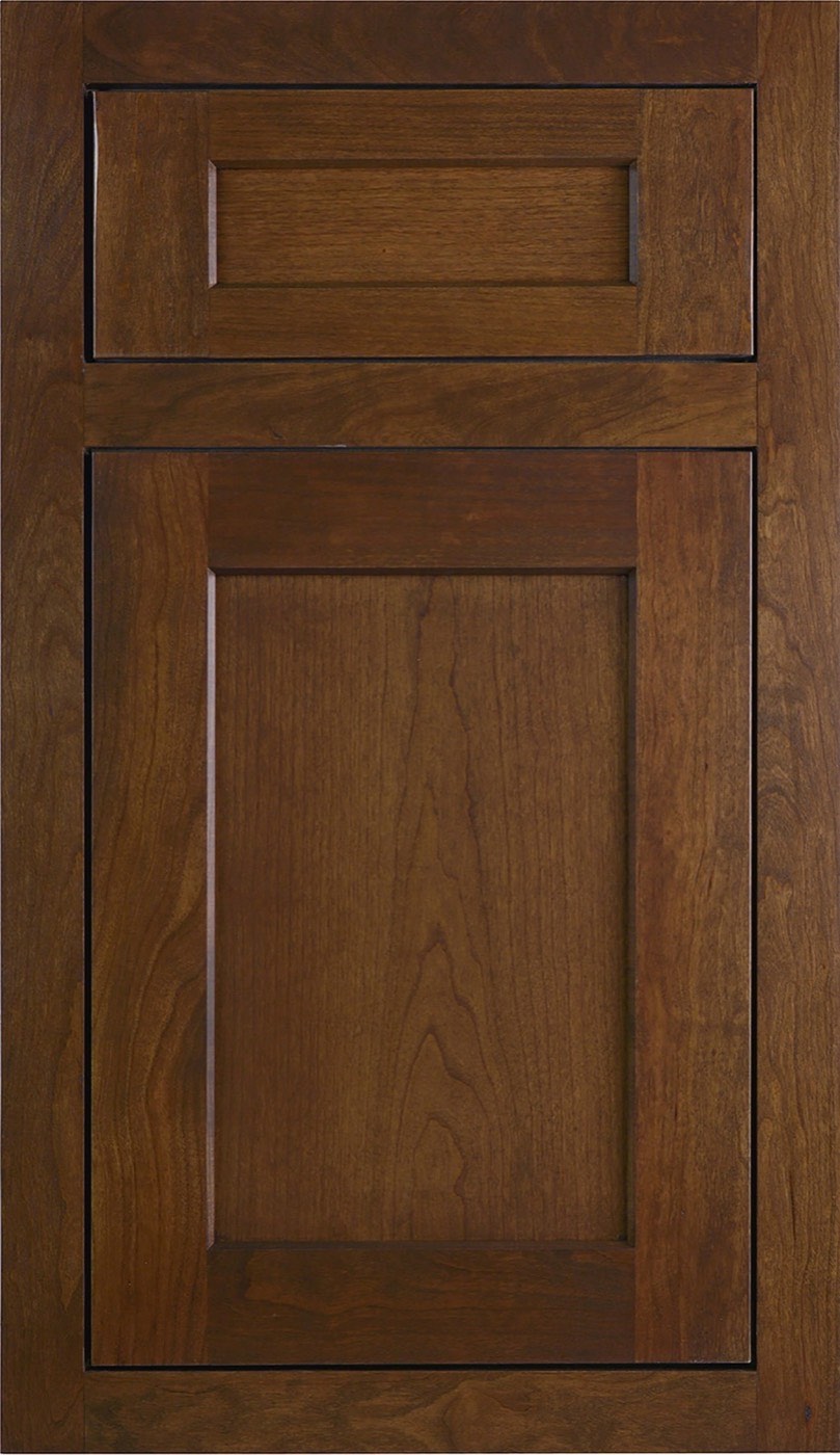 Dura Supreme Cabinetry Hudson Inset door, Hazelnut on Cherry, available at Shoreline Cabinet Company in Wilmington, NC