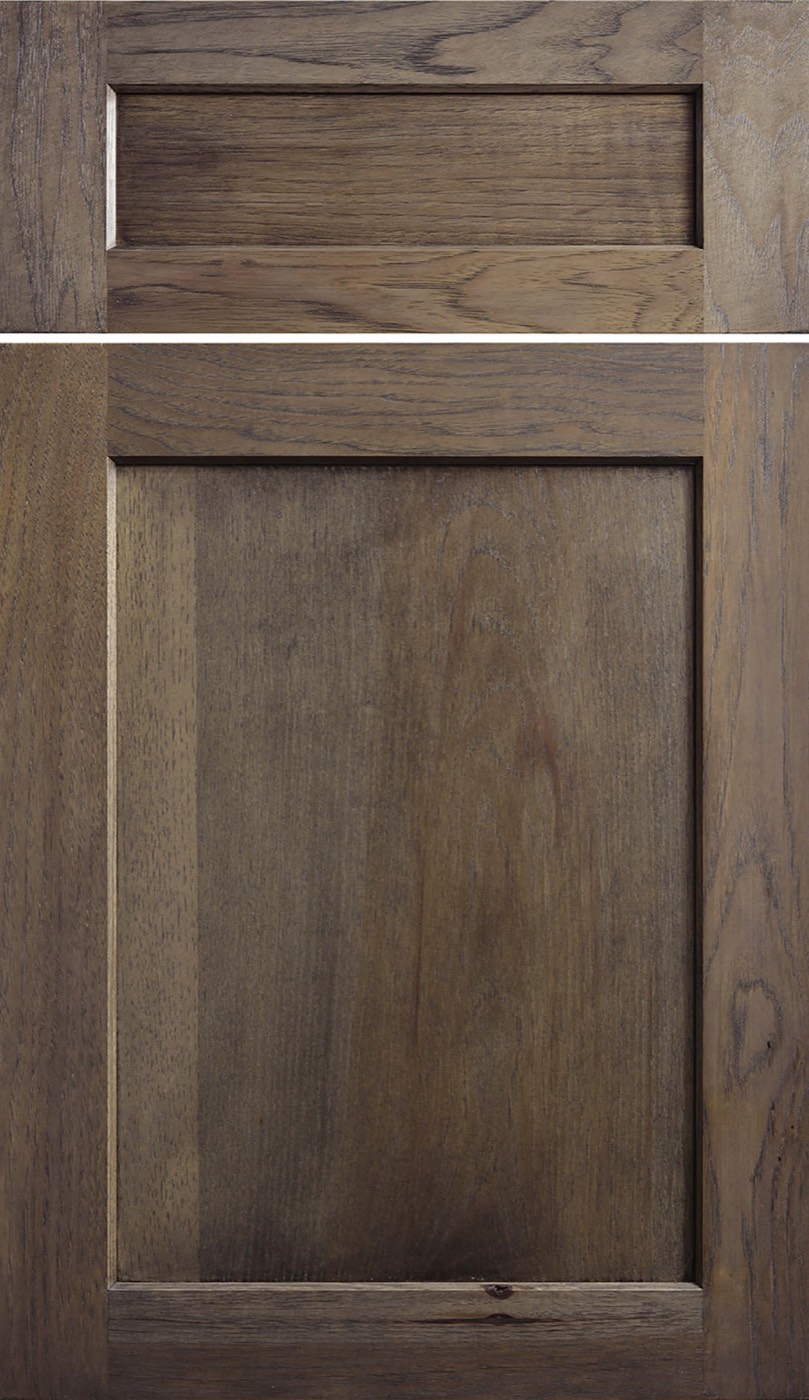 Dura Supreme Cabinetry Hudson Panel door, Caraway on Hickory, available at Shoreline Cabinet Company in Wilmington, NC
