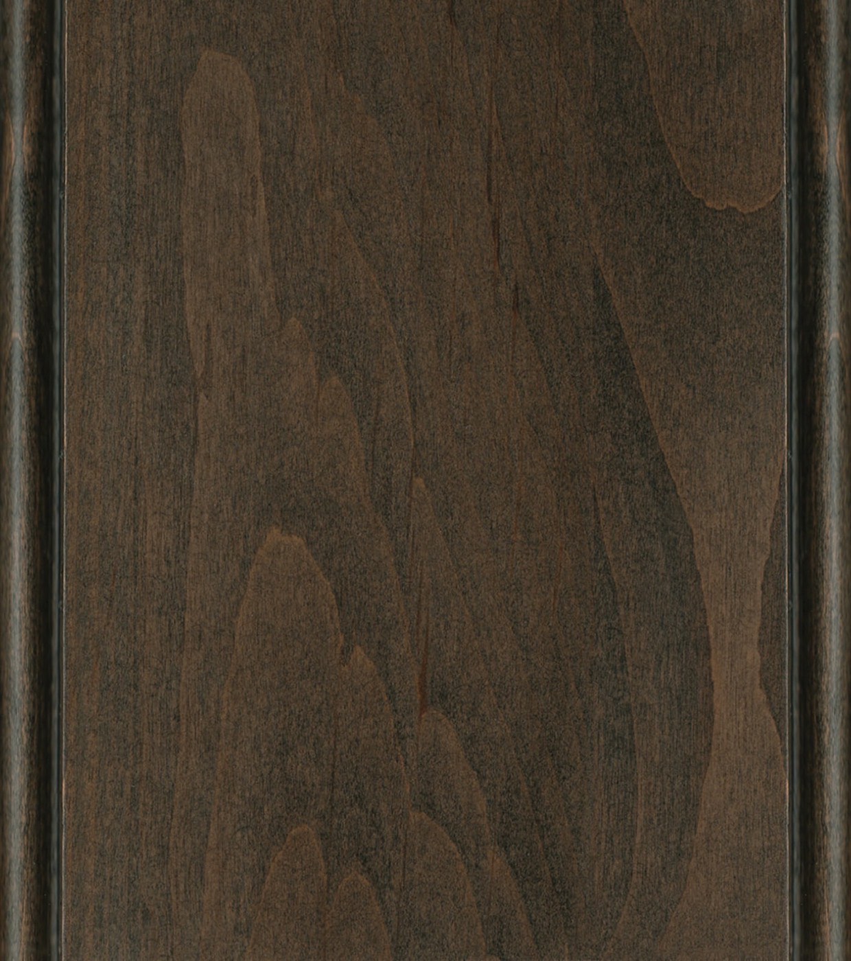 Dura Supreme Cabinetry Morel stain on Knotty Alder, available at Shoreline Cabinet Company in Wilmington, NC
