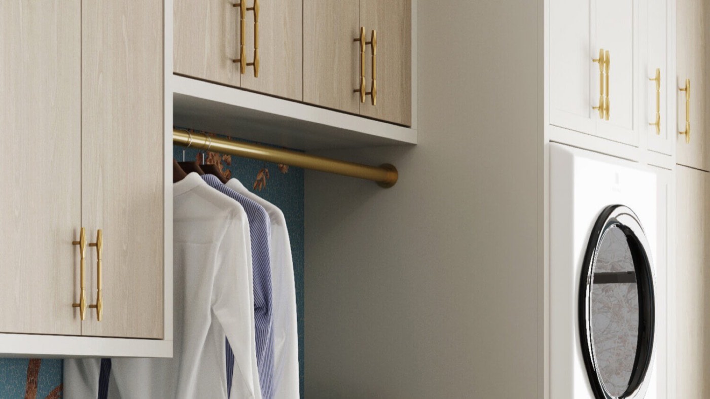Dura Supreme Cabinetry Mudroom storage detail, available at Shoreline Cabinet Company in Wilmington, NC