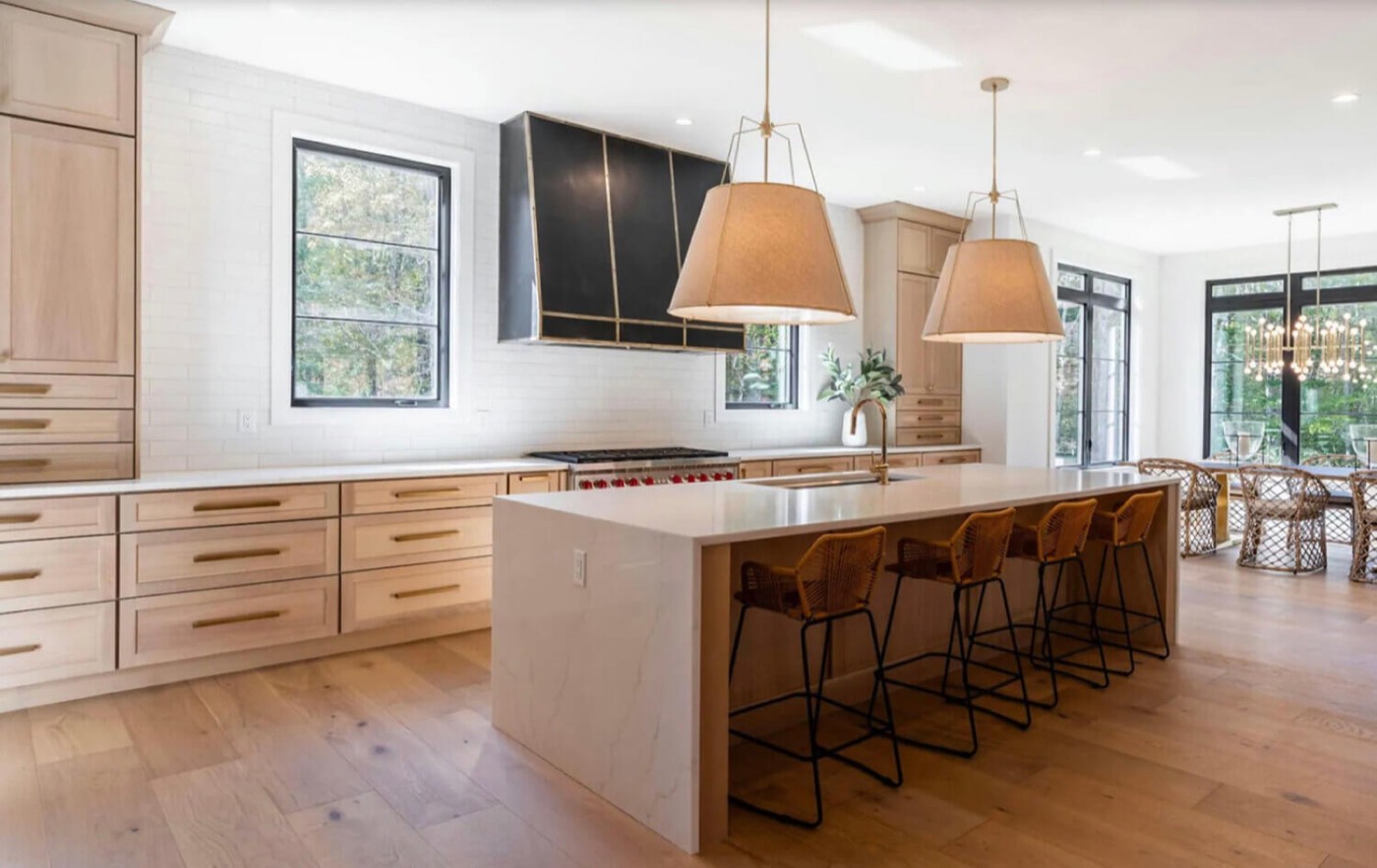 Dura Supreme Cabinetry White oak with Alabaster paint, available at Shoreline Cabinet Company in Wilmington, NC