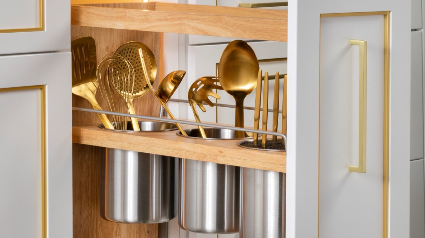 Hafele Organizers/pull-outs - Elemental base pull-outs, available at Shoreline Cabinet Company in Wilmington, NC
