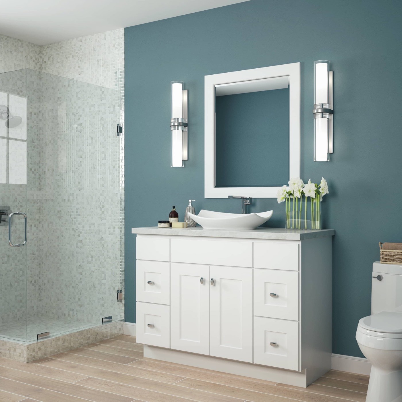JSI Cabinetry Dover vanity bath, available at Shoreline Cabinet Company in Wilmington, NC