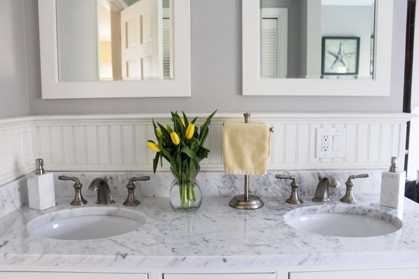 JSI Cabinetry Trenton Inset shelf vanity bath, available at Shoreline Cabinet Company in Wilmington, NC