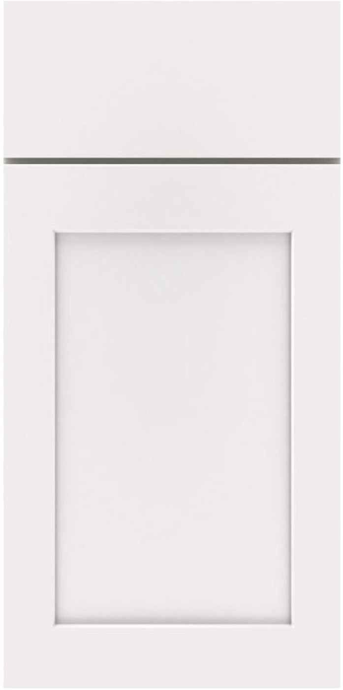 JSI Cabinetry Amesbury door, White paint, available at Shoreline Cabinet Company in Wilmington, NC