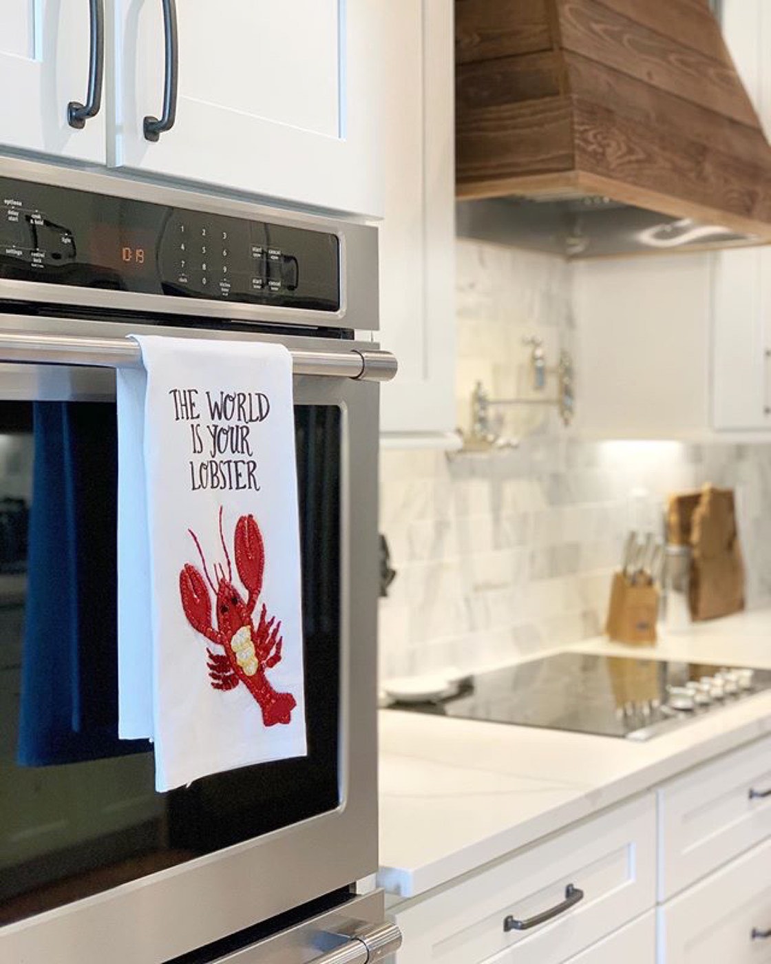 JSI Cabinetry Built-in wall oven cabinet / hood wall (Essex White), available at Shoreline Cabinet Company in Wilmington, NC