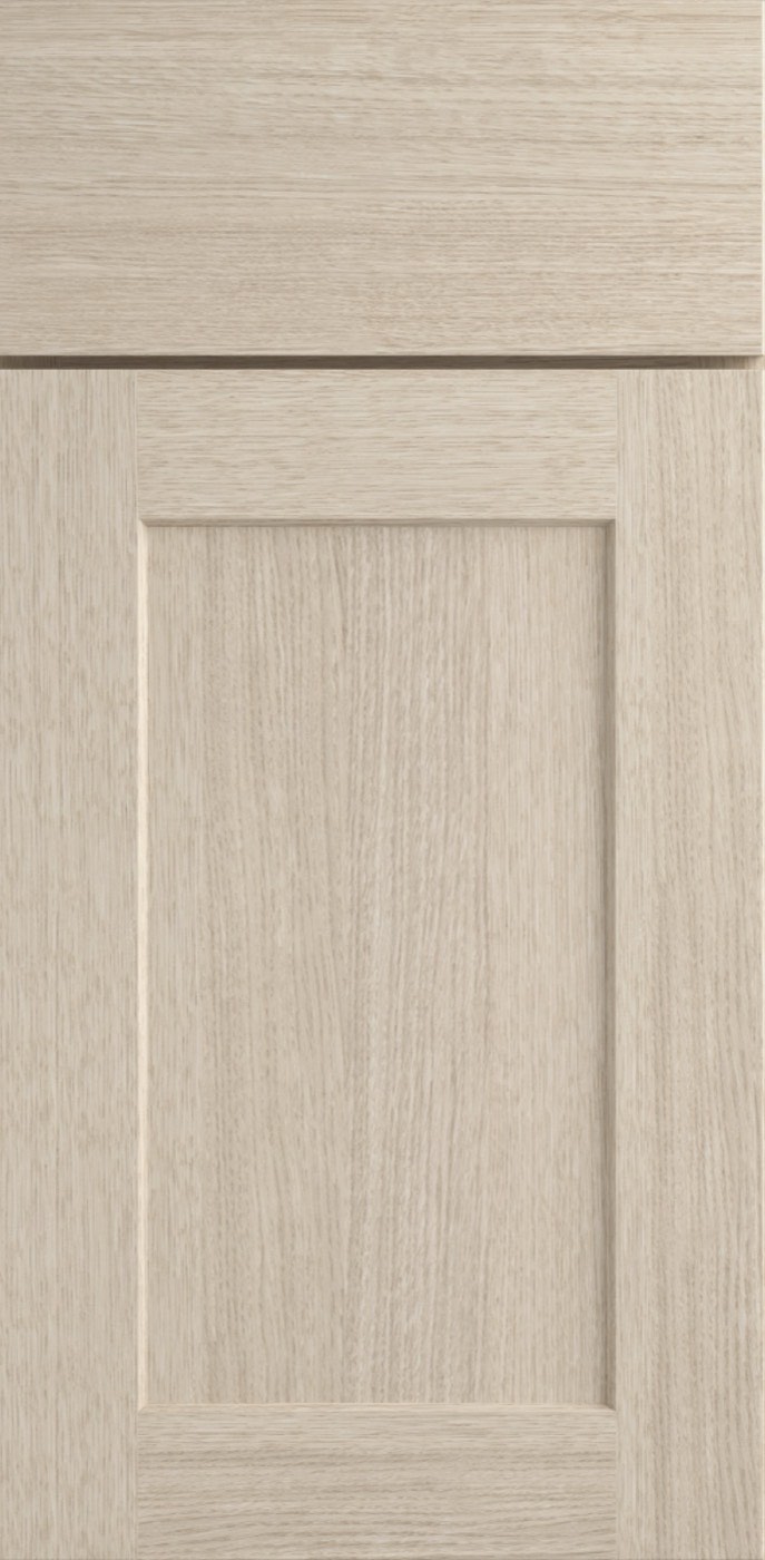 JSI Cabinetry Driftwood (Dover door, oak grain), available at Shoreline Cabinet Company in Wilmington, NC