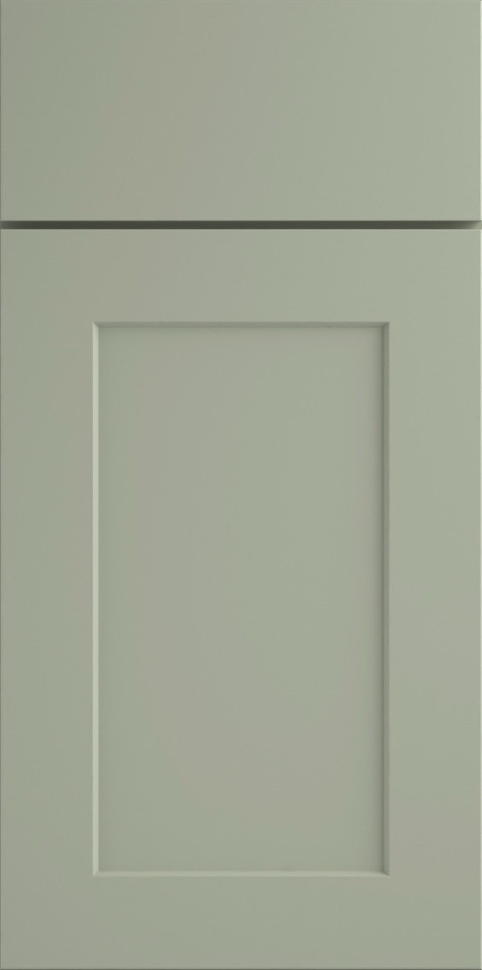 JSI Cabinetry Sage accent color (Dover door), available at Shoreline Cabinet Company in Wilmington, NC