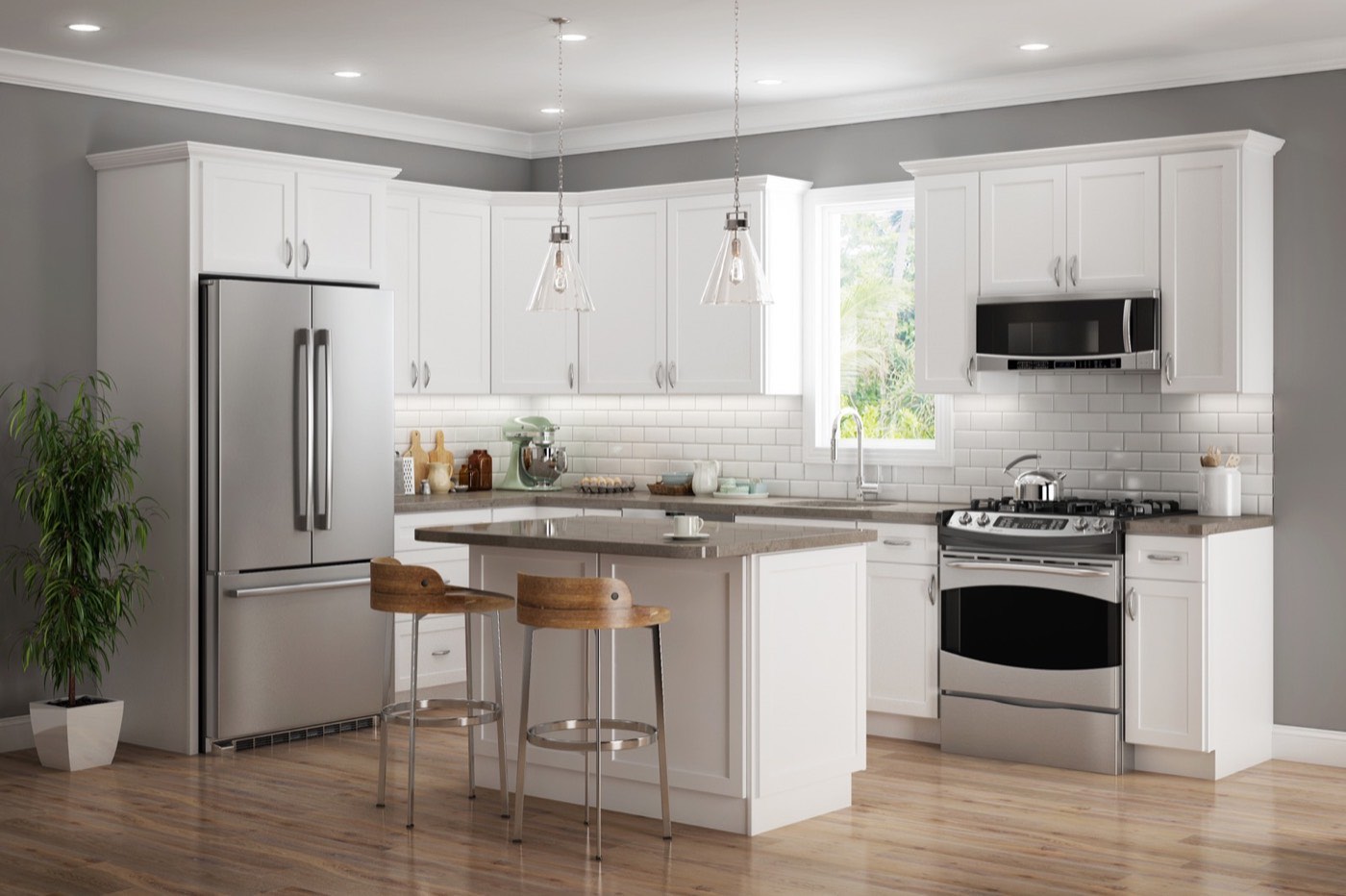 JSI Cabinetry Amesbury White Recessed kitchen (Premier line), available at Shoreline Cabinet Company in Wilmington, NC