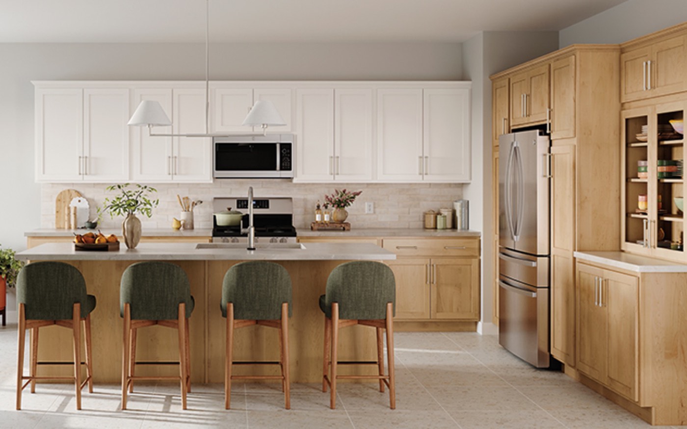 Mantra Cabinets Mantra kitchen room scene, available at Shoreline Cabinet Company in Wilmington, NC