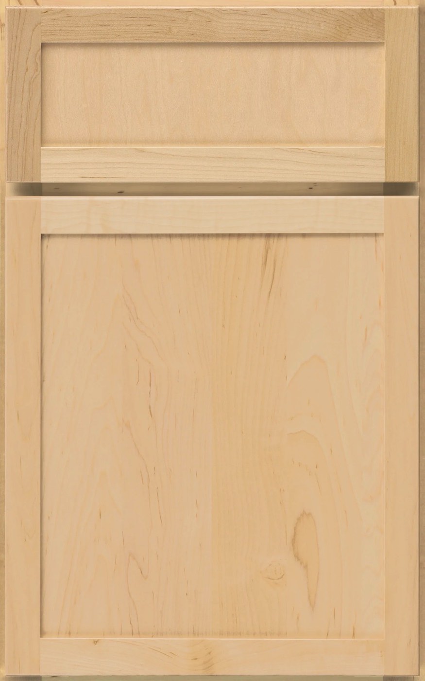 Medallion Cabinetry Audrey Flat Panel door, Natural on Maple, available at Shoreline Cabinet Company in Wilmington, NC