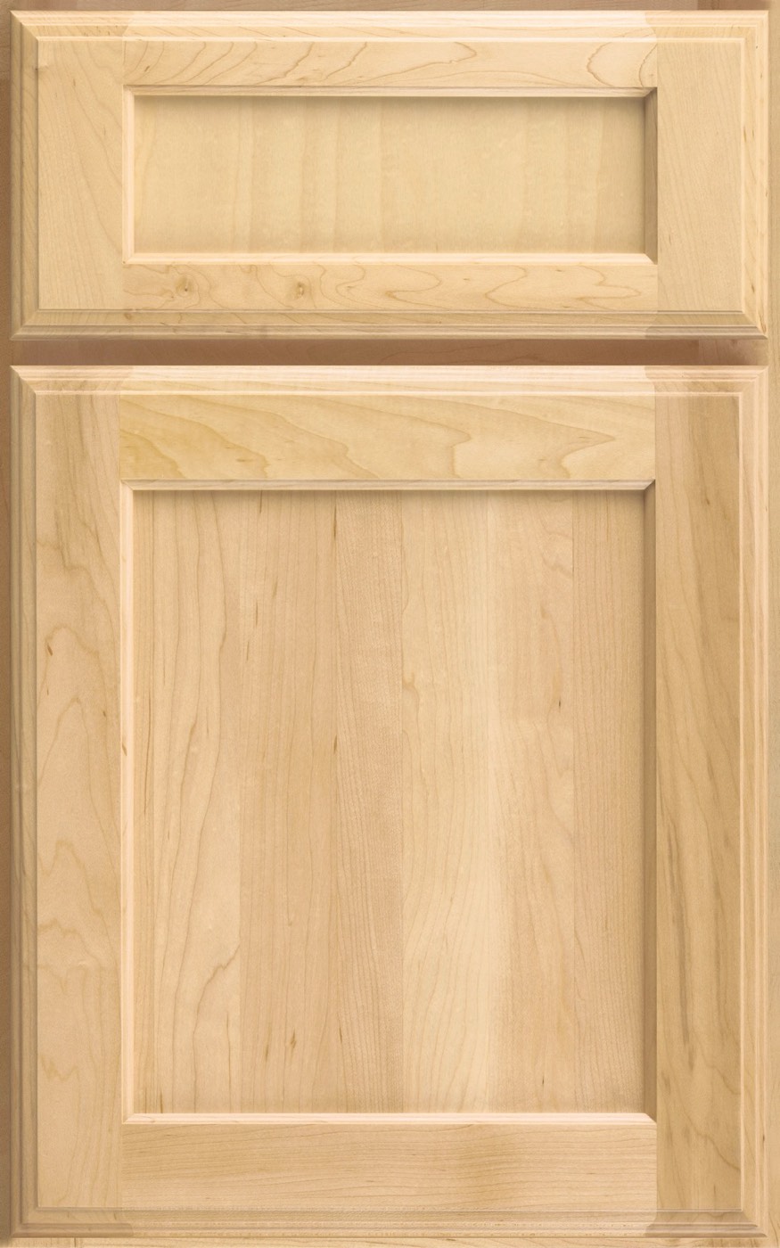 Medallion Cabinetry Brookhill Flat Panel door, Natural stain on Maple, available at Shoreline Cabinet Company in Wilmington, NC