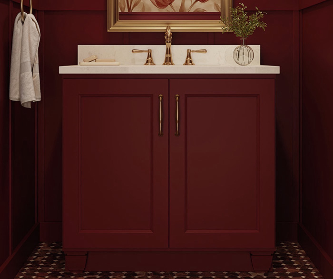 Mid Continent Cabinetry Custom color vanity bath (Danielson), available at Shoreline Cabinet Company in Wilmington, NC