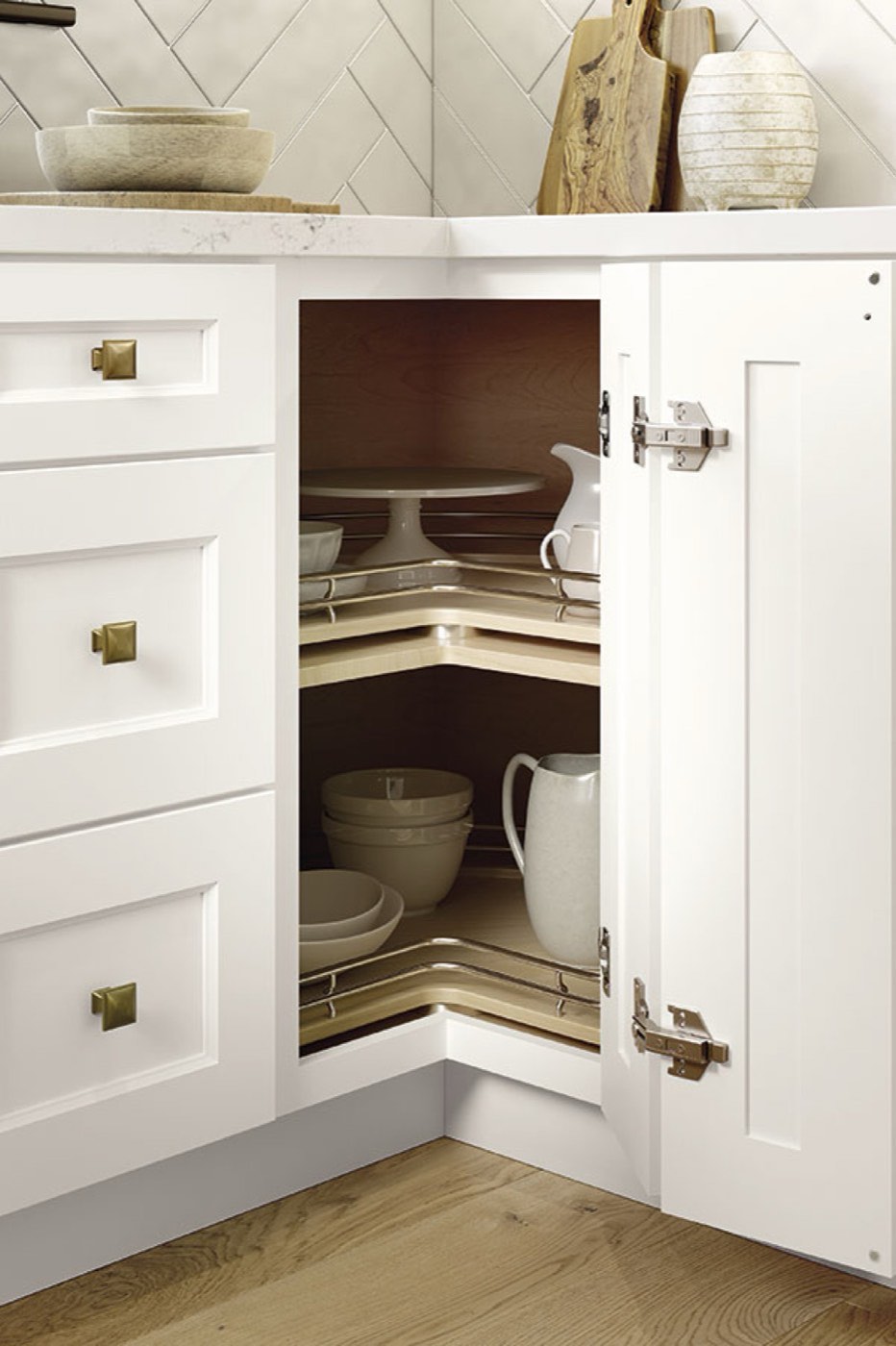 Mid Continent Cabinetry Super lazy susan corner base, available at Shoreline Cabinet Company in Wilmington, NC