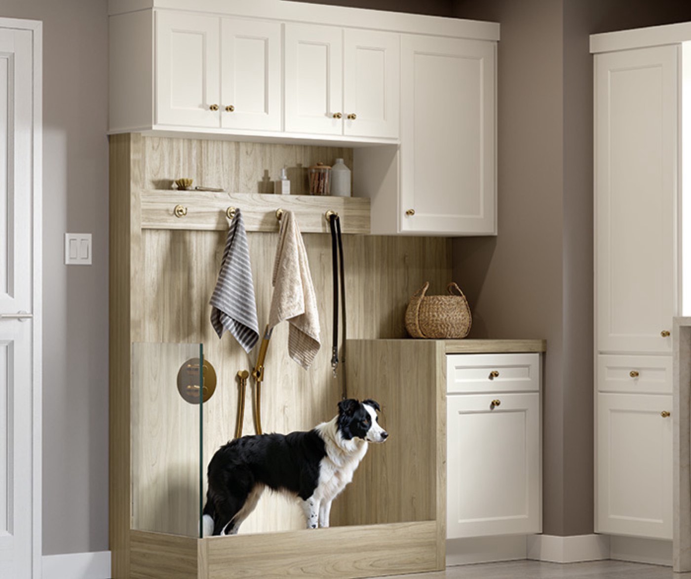 Mid Continent Cabinetry Laundry room cabinets (Dapper FO, White), available at Shoreline Cabinet Company in Wilmington, NC