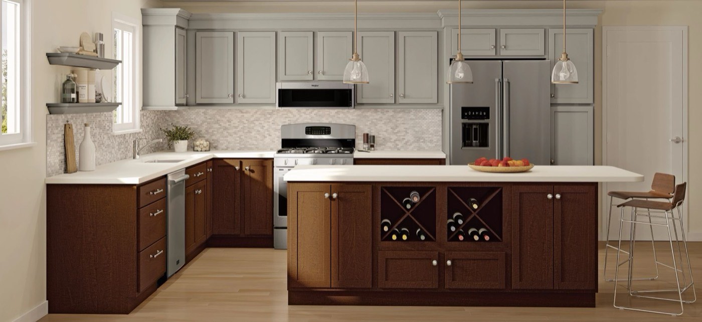 Quality Cabinets Two-tone kitchen, available at Shoreline Cabinet Company in Wilmington, NC