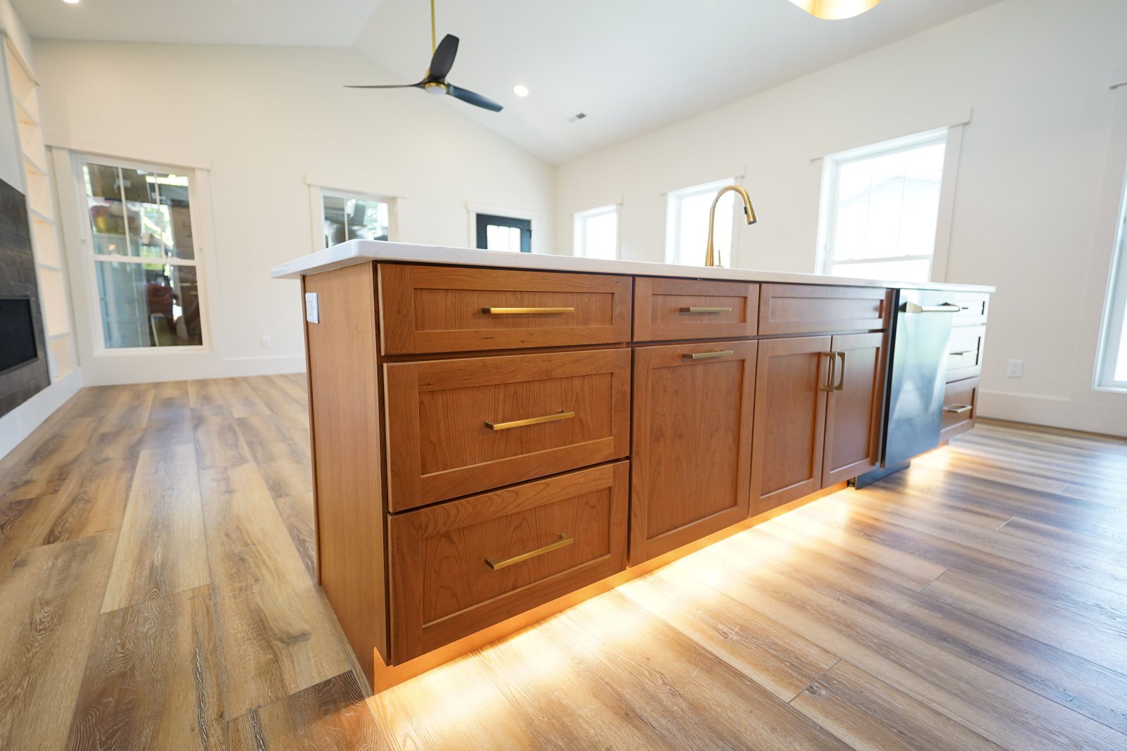 Cherry stained cabinets by Shoreline Cabinet Company, Wilmington NC